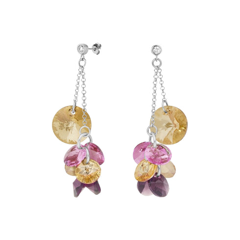 Серебряные серьги "Orhideja (Golden Shadow / Iris)" с кристаллами Swarovski™